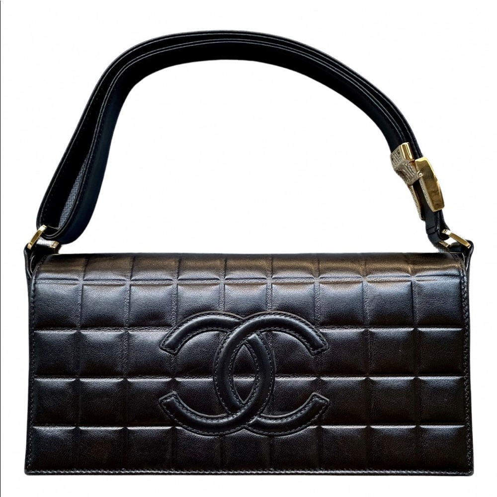 Chanel Vintage Chocolat Black Leather Shoulder Bag - Picture 1 of 8